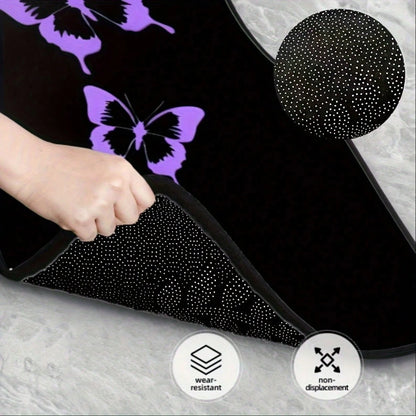 4-Piece Set Of Dazzling Purple Butterfly Car Floor Mats- Comfortable Crystal Velvet Car Floor Mats, Full Coverage For Front And Rear Rows, Car Interior Accessories Suitable For Sedans,, SUVs, And Ot