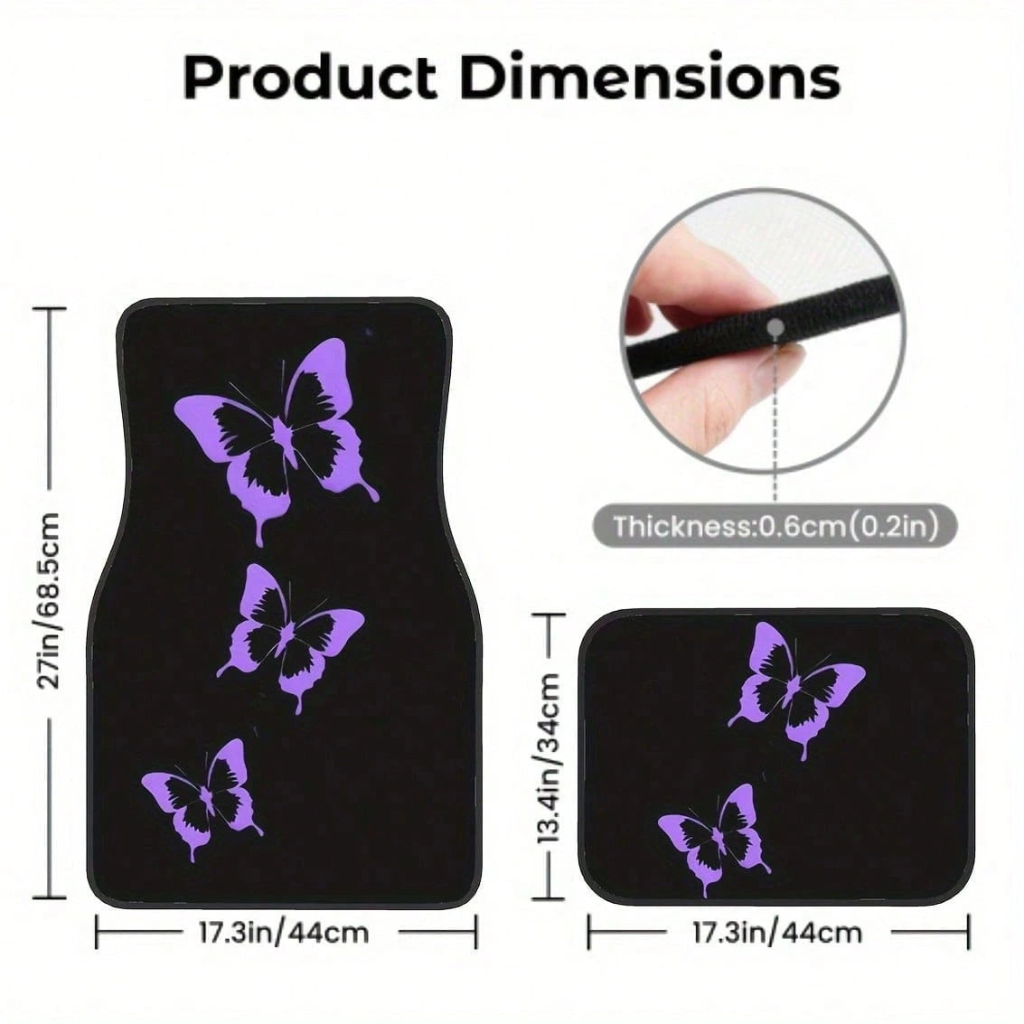 4-Piece Set Of Dazzling Purple Butterfly Car Floor Mats- Comfortable Crystal Velvet Car Floor Mats, Full Coverage For Front And Rear Rows, Car Interior Accessories Suitable For Sedans,, SUVs, And Ot
