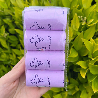 4 Rolls/80pcs Thickened Pet Waste Bags, Scented, Cute Design, Suitable For Cleaning Various Pet Waste, Lemon Fragrance, Multiple Colors & Cute Combinations, Convenient Pet Cleaning Supplies