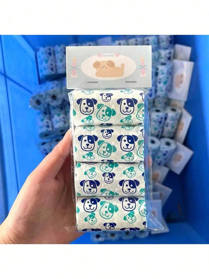4 Rolls/80pcs Thickened Pet Waste Bags, Scented, Cute Design, Suitable For Cleaning Various Pet Waste, Lemon Fragrance, Multiple Colors & Cute Combinations, Convenient Pet Cleaning Supplies