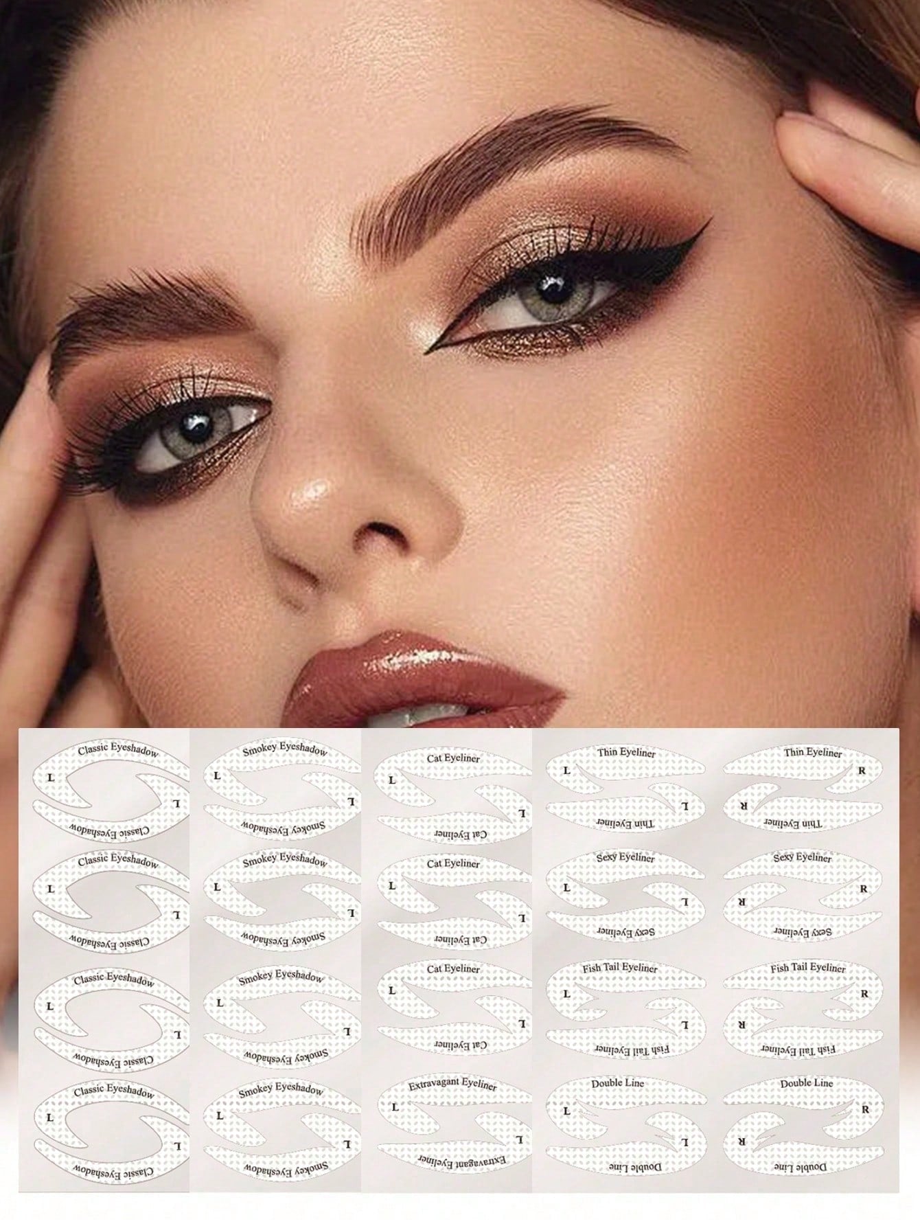 4 Sheets 32pcs Eye Makeup Stencils Eyeliner Eyebrow Stickers 4 Different Patterns Western Eyeliner Eyebrow Shaping Stencils Makeup Stickers Eyeliner Makeup Tool Cat Eye Eyeliner Auxiliary Stickers Eye