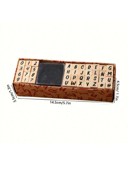 40 Chart Stamps Handwritten Font Wooden Rubber Stamps, Alphabet/Number Stamps, Stamp Seal Set For DIY Craft Scrapbooking Card Making Back To School,Back To School,School Supplies