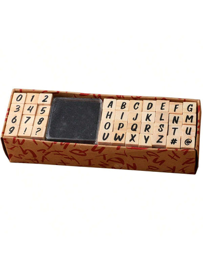 40 Chart Stamps Handwritten Font Wooden Rubber Stamps, Alphabet/Number Stamps, Stamp Seal Set For DIY Craft Scrapbooking Card Making Back To School,Back To School,School Supplies