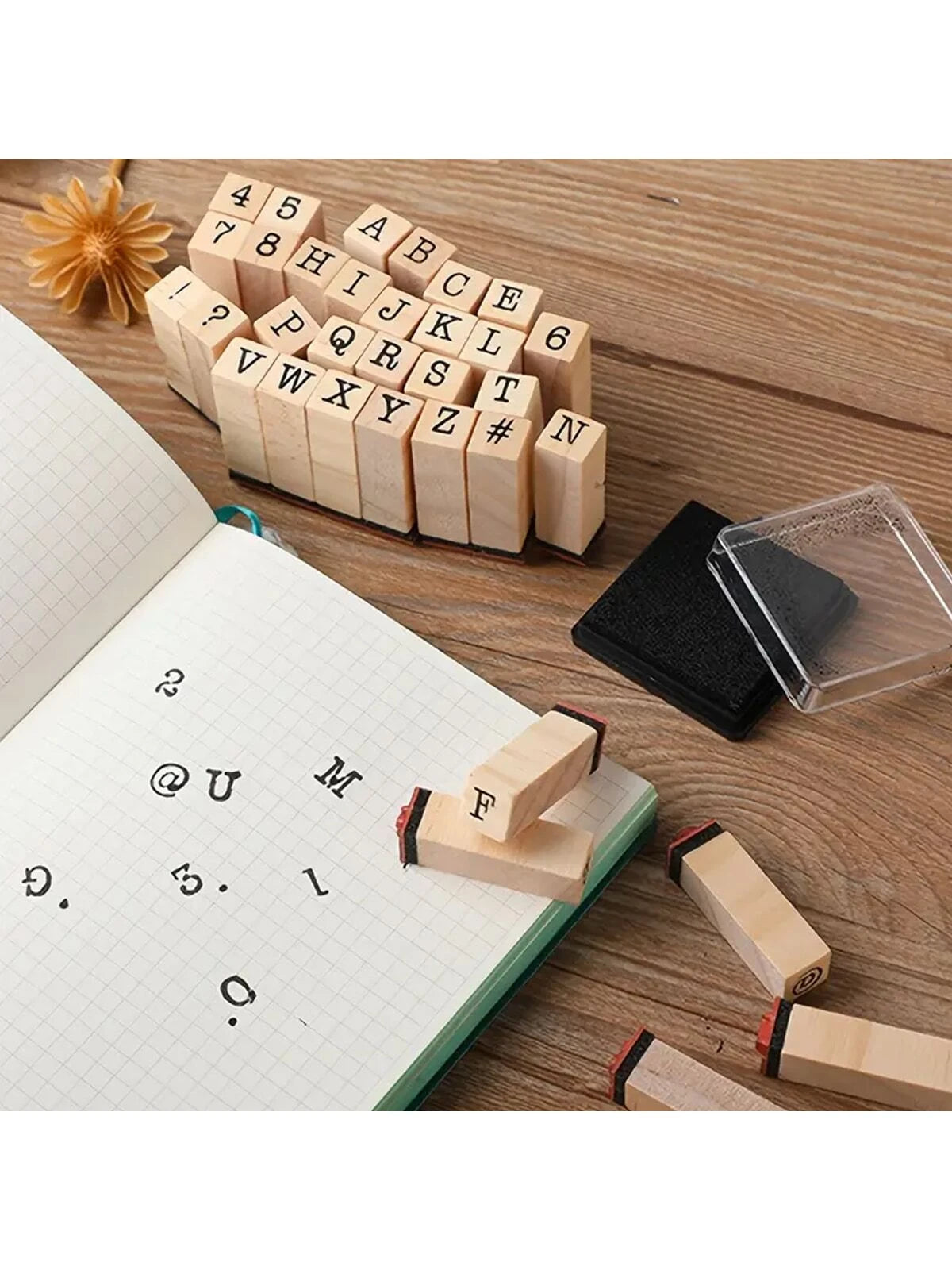 40 Chart Stamps Handwritten Font Wooden Rubber Stamps, Alphabet/Number Stamps, Stamp Seal Set For DIY Craft Scrapbooking Card Making Back To School,Back To School,School Supplies