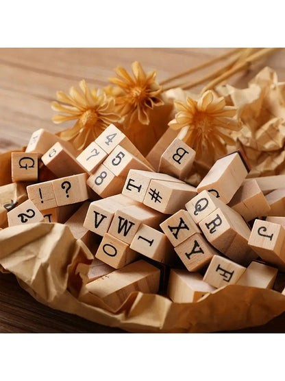 40 Chart Stamps Handwritten Font Wooden Rubber Stamps, Alphabet/Number Stamps, Stamp Seal Set For DIY Craft Scrapbooking Card Making Back To School,Back To School,School Supplies