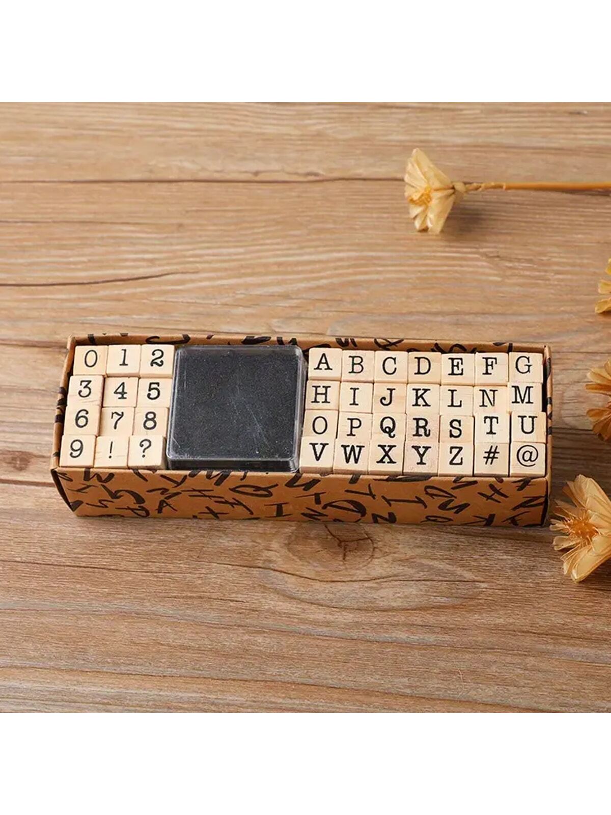 40 Chart Stamps Handwritten Font Wooden Rubber Stamps, Alphabet/Number Stamps, Stamp Seal Set For DIY Craft Scrapbooking Card Making Back To School,Back To School,School Supplies