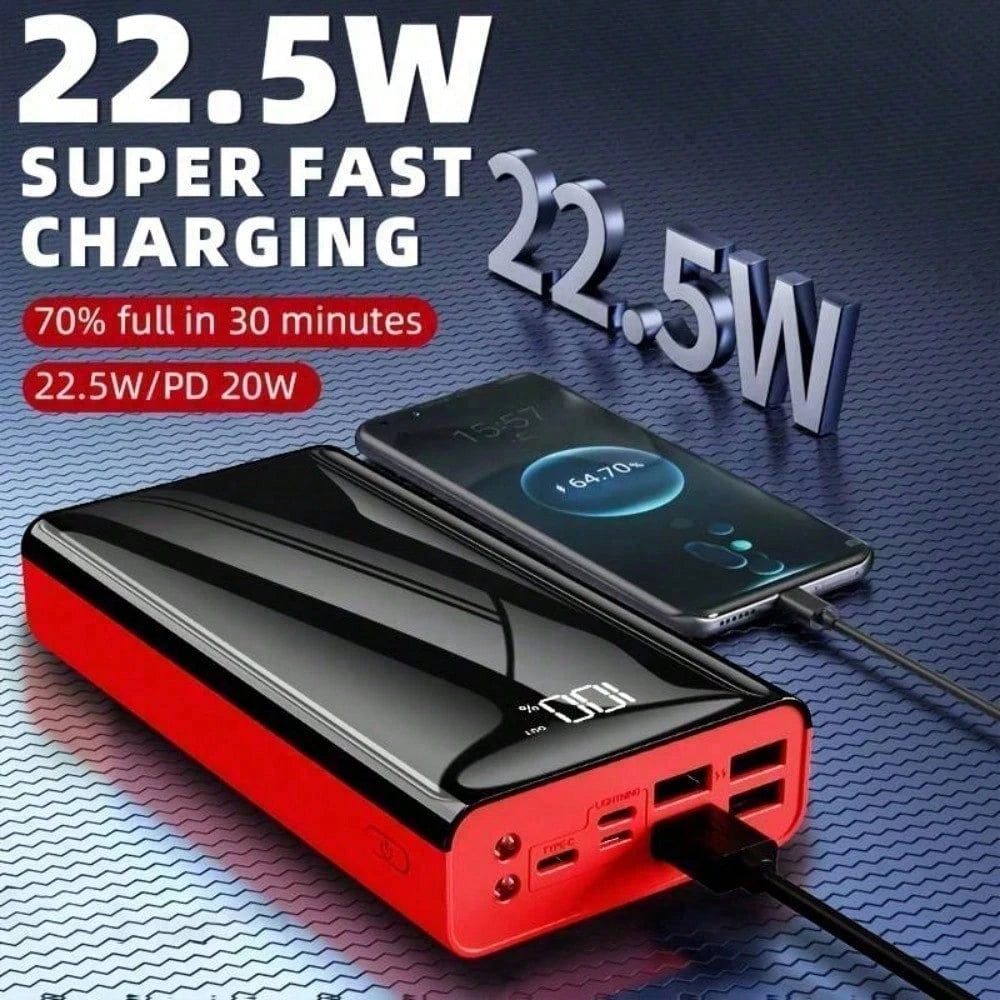 40000mAh Large Capacity Mobile Power Bank With Lighting/LED Power Display/Multiple Type-C/Micro/USB Ports, Can Quickly Charge Mobile Phones/Electronic Products And Other Devices, Portable Emergency Po