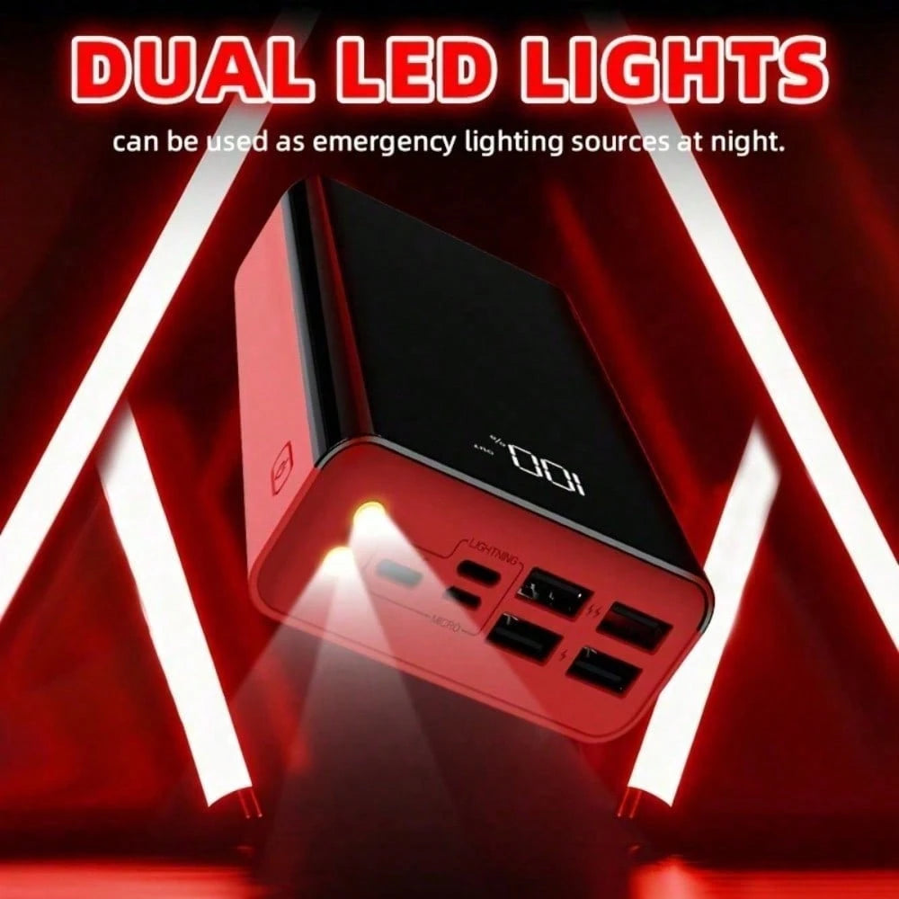 40000mAh Large Capacity Mobile Power Bank With Lighting/LED Power Display/Multiple Type-C/Micro/USB Ports, Can Quickly Charge Mobile Phones/Electronic Products And Other Devices, Portable Emergency Po