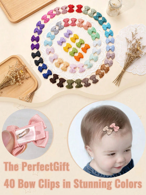 40Pcs Baby Hair Clips Mini Snap Clips Pastel Colors Hair Bows, Non-Slip Clips, Fit For Newborn Baby Fine Hair,Holiday Party Baby Hair Accessories