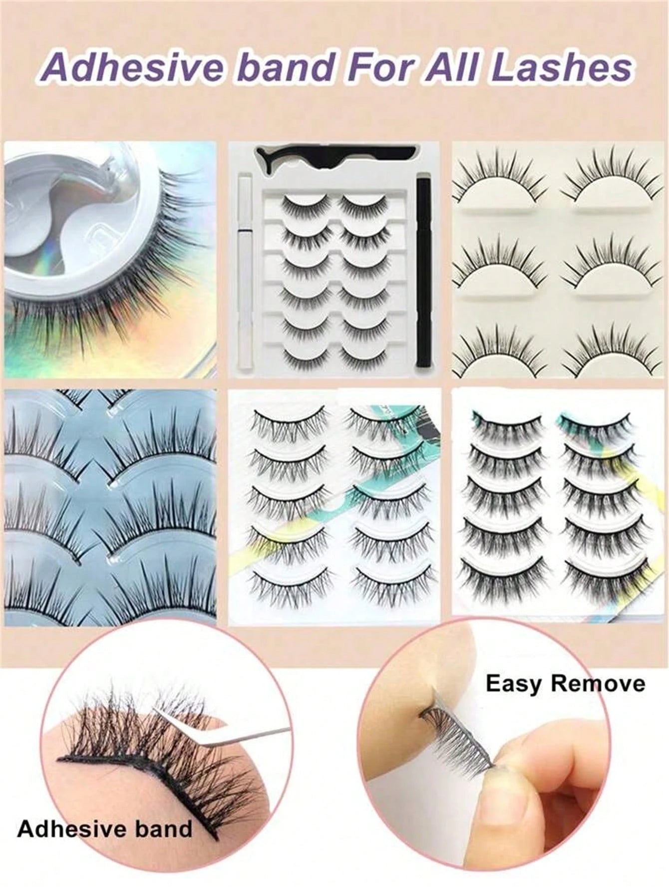 40pcs Self-Adhesive False Eyelashes, No Glue Needed, DIY Black Lashes, Waterproof, Reusable, Long-Lasting Adhesive, Eyelash Extension Tools, Self-Stick Lash Strips, Eyelash Glue Alternative, Glue-Free