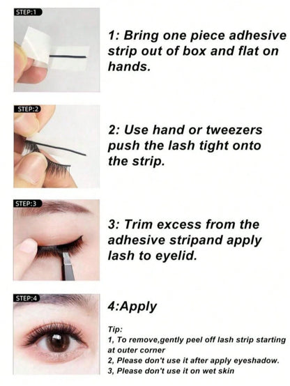 40pcs Self-Adhesive False Eyelashes, No Glue Needed, DIY Black Lashes, Waterproof, Reusable, Long-Lasting Adhesive, Eyelash Extension Tools, Self-Stick Lash Strips, Eyelash Glue Alternative, Glue-Free
