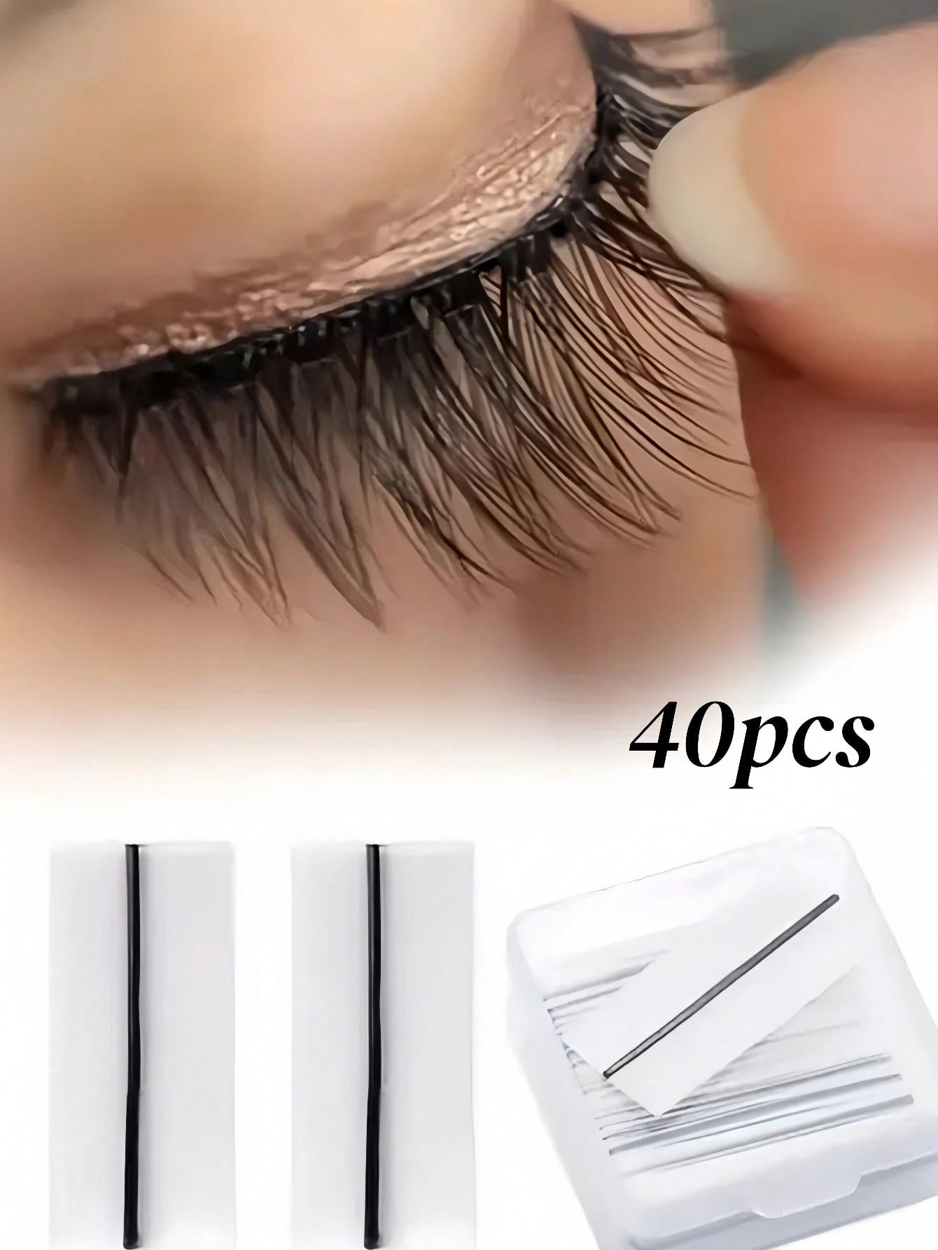 40pcs Self-Adhesive False Eyelashes, No Glue Needed, DIY Black Lashes, Waterproof, Reusable, Long-Lasting Adhesive, Eyelash Extension Tools, Self-Stick Lash Strips, Eyelash Glue Alternative, Glue-Free