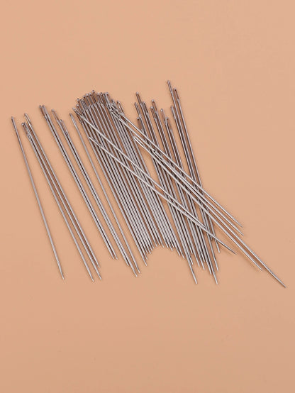 40pcs/set Stainless Steel Needle & 1pc Sewing Thimble Ring & 1pc Thread Stripper, Classic Sewing Needle & Protect Finger & Needle Threader For Home