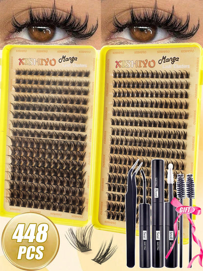 448pcs Eyelash Extension Kit, Includes Eyelash Curler, Eyelash Glue And Tweezers, Suitable For DIY Home Use