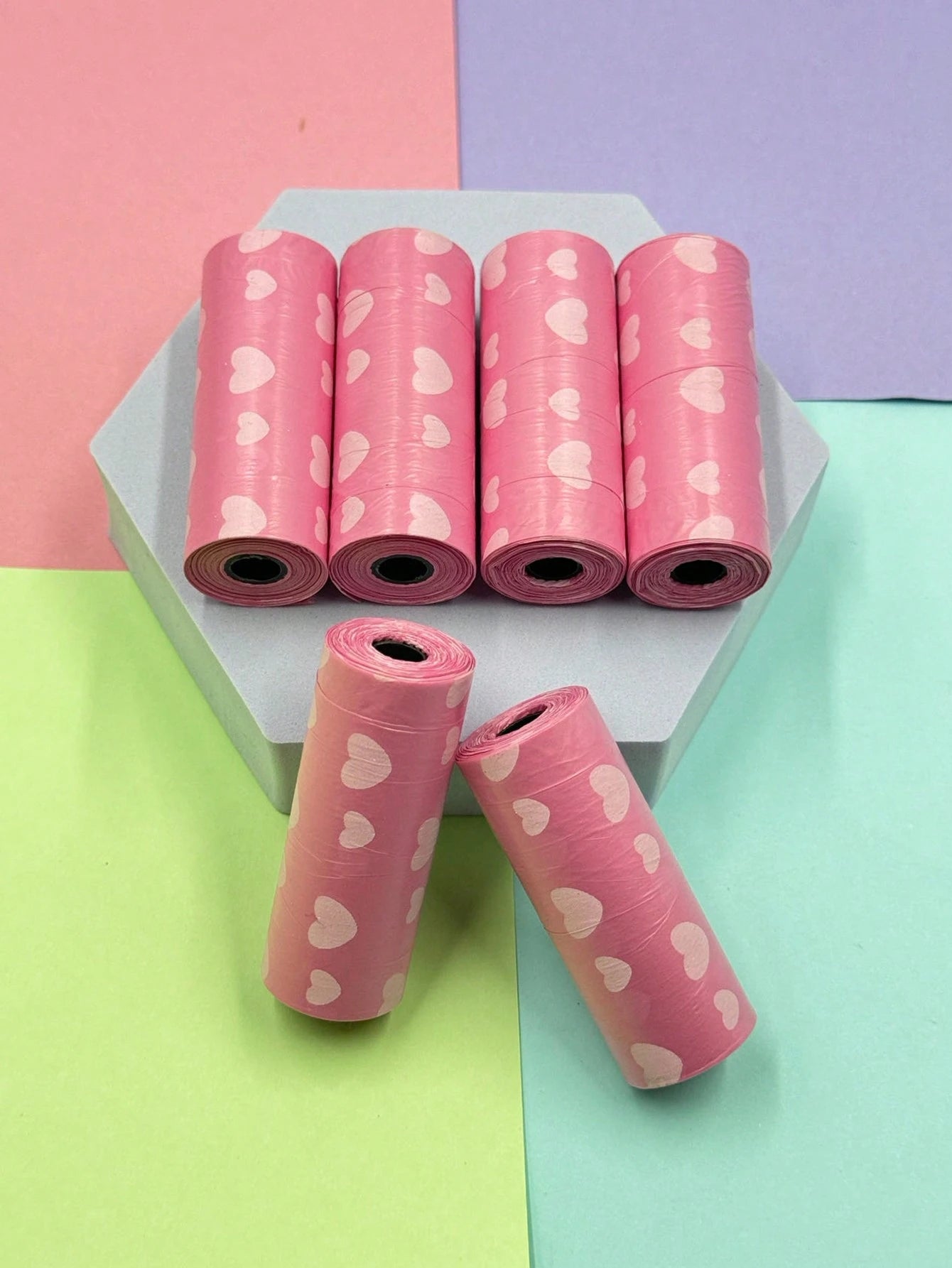 45/75/150/300/750pcs Rolled Heart-Shaped Pet Waste Bags, Cat/Dog Poop Bags, Cat Litter Bags, Outdoor Cleaning Poop Bags, Valentine's Day Gift For Pets