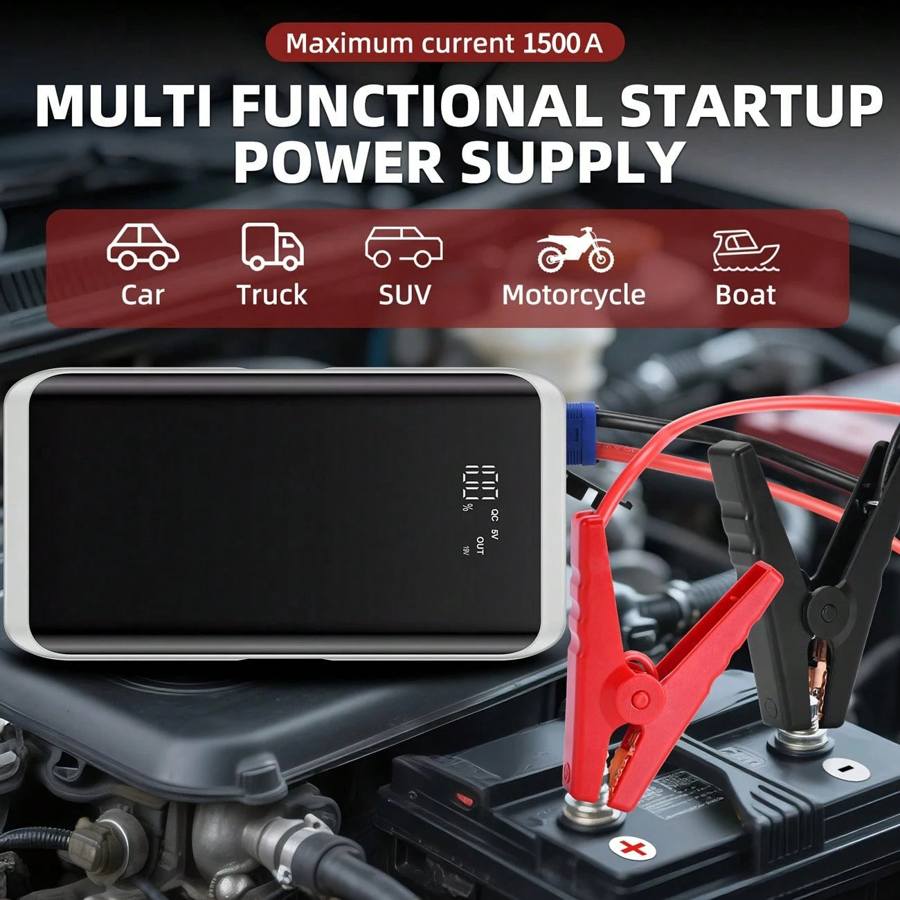 4500A Peak Car Battery Booster, Fast Emergency Start For Flat Battery Gas Cars, USB Charger & LED Flashlight, Portable Roadside Rescue Kit, Perfect Gift For Men Husband Dad Son, Winter-Ready Travel Ge