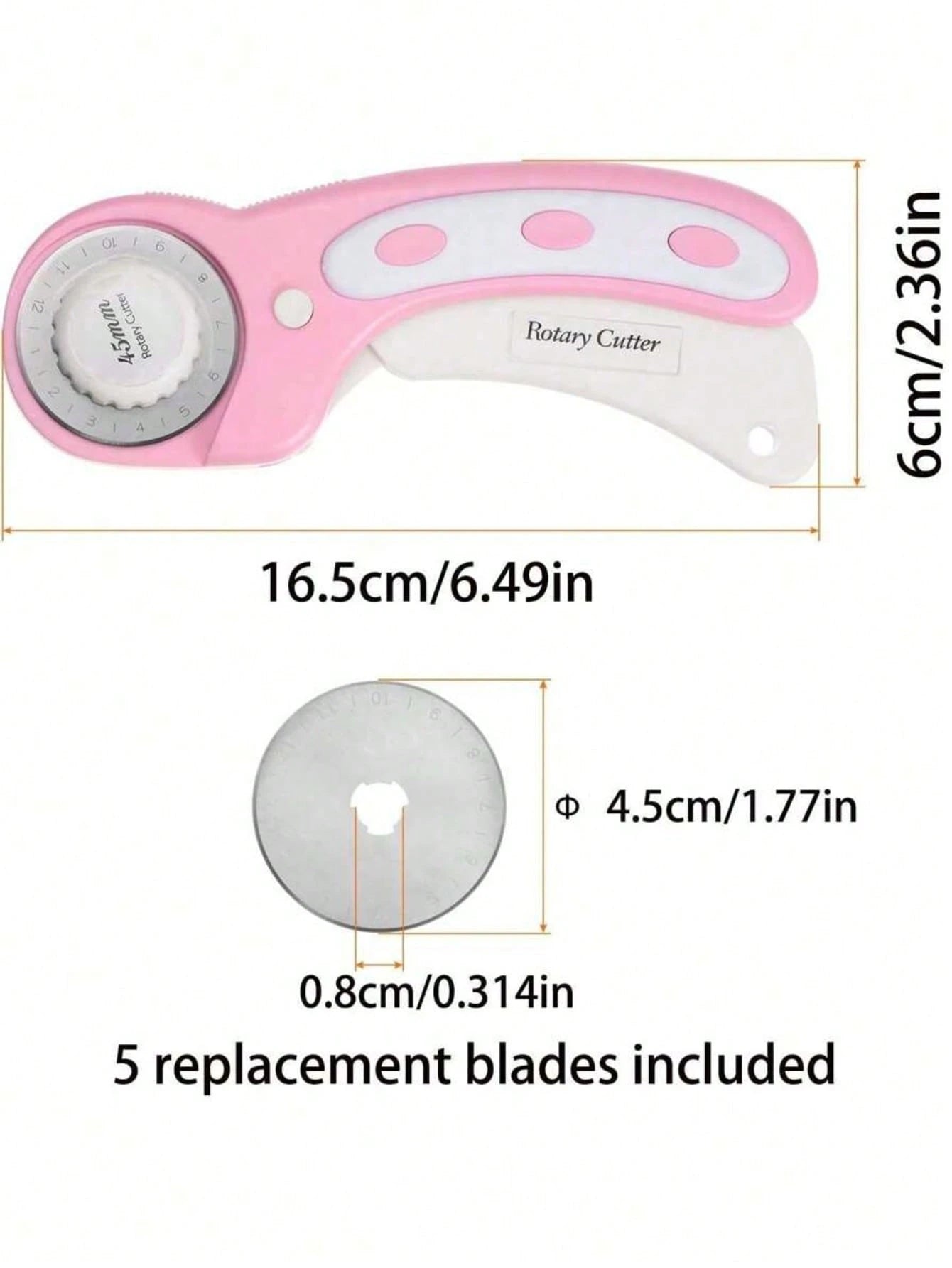 45mm Rotary Cutter With Spare Blades, Ergonomic Handle Roller Cutter With Locking Device, Suitable For Fabric, Leather, Crafts, Sewing, Quilting, Fabric Rotary Cutter, Modern Home Sewing Rotary Cutter