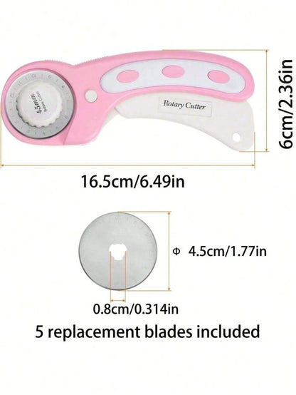 45mm Rotary Cutter With Spare Blades, Ergonomic Handle Roller Cutter With Locking Device, Suitable For Fabric, Leather, Crafts, Sewing, Quilting, Fabric Rotary Cutter, Modern Home Sewing Rotary Cutter