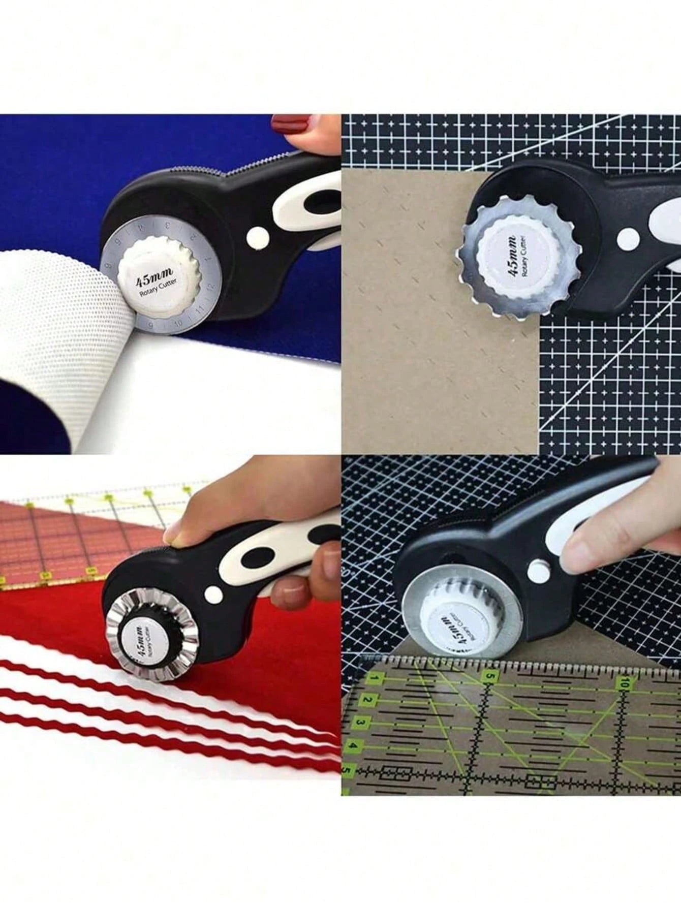 45mm Rotary Cutter With Spare Blades, Ergonomic Handle Roller Cutter With Locking Device, Suitable For Fabric, Leather, Crafts, Sewing, Quilting, Fabric Rotary Cutter, Modern Home Sewing Rotary Cutter