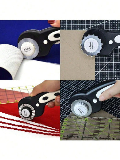 45mm Rotary Cutter With Spare Blades, Ergonomic Handle Roller Cutter With Locking Device, Suitable For Fabric, Leather, Crafts, Sewing, Quilting, Fabric Rotary Cutter, Modern Home Sewing Rotary Cutter