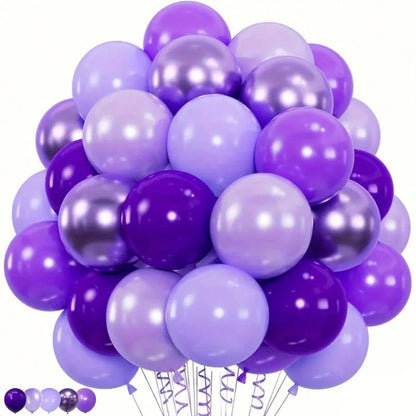 45pcs 5 Styles Purple Balloon Set, Cartoon Character Color Scheme, 10inch Metallic Chrome, Pearl, Lavender, Violet, Light Purple Balloons For Birthday Celebration, Baby Shower, Bachelorette, Bridal, Y