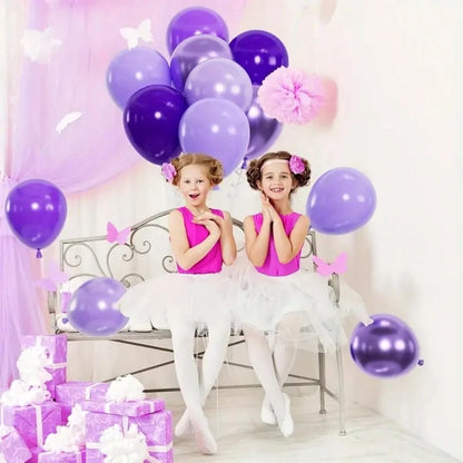 45pcs 5 Styles Purple Balloon Set, Cartoon Character Color Scheme, 10inch Metallic Chrome, Pearl, Lavender, Violet, Light Purple Balloons For Birthday Celebration, Baby Shower, Bachelorette, Bridal, Y