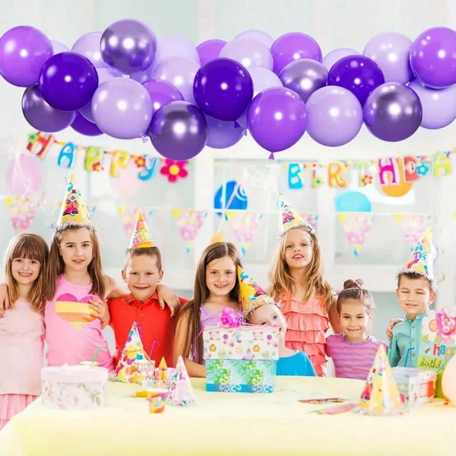 45pcs 5 Styles Purple Balloon Set, Cartoon Character Color Scheme, 10inch Metallic Chrome, Pearl, Lavender, Violet, Light Purple Balloons For Birthday Celebration, Baby Shower, Bachelorette, Bridal, Y