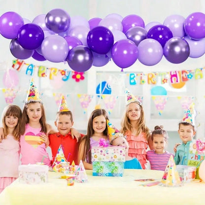 45pcs 5 Styles Purple Balloon Set, Cartoon Character Color Scheme, 10inch Metallic Chrome, Pearl, Lavender, Violet, Light Purple Balloons For Birthday Celebration, Baby Shower, Bachelorette, Bridal, Y