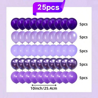 45pcs 5 Styles Purple Balloon Set, Cartoon Character Color Scheme, 10inch Metallic Chrome, Pearl, Lavender, Violet, Light Purple Balloons For Birthday Celebration, Baby Shower, Bachelorette, Bridal, Y