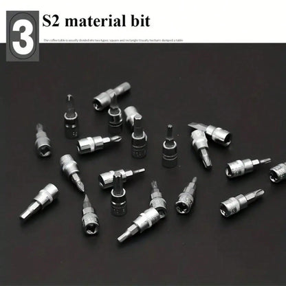 46 PCS Socket Wrench Set, Ratchet Wrench Set And Extension Rod Pan Head Slide Rod Extension Socket For Car Repair And Home Use.