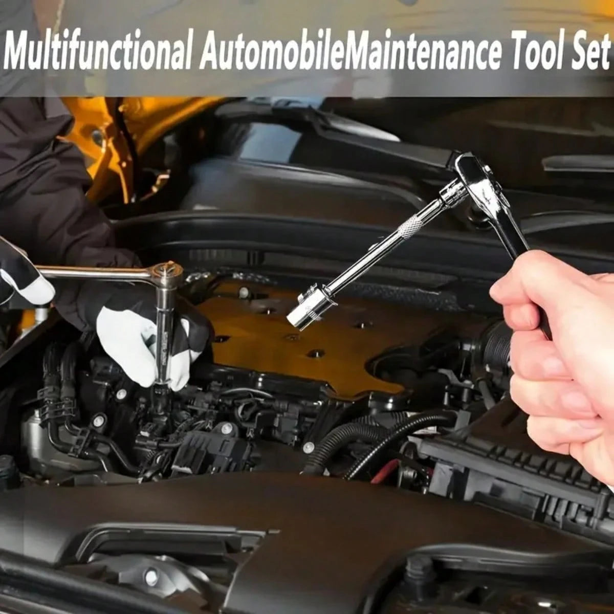 46 PCS Socket Wrench Set, Ratchet Wrench Set And Extension Rod Pan Head Slide Rod Extension Socket For Car Repair And Home Use.