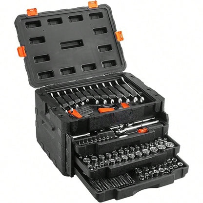 46 PCS Socket Wrench Set, Ratchet Wrench Set And Extension Rod Pan Head Slide Rod Extension Socket For Car Repair And Home Use.