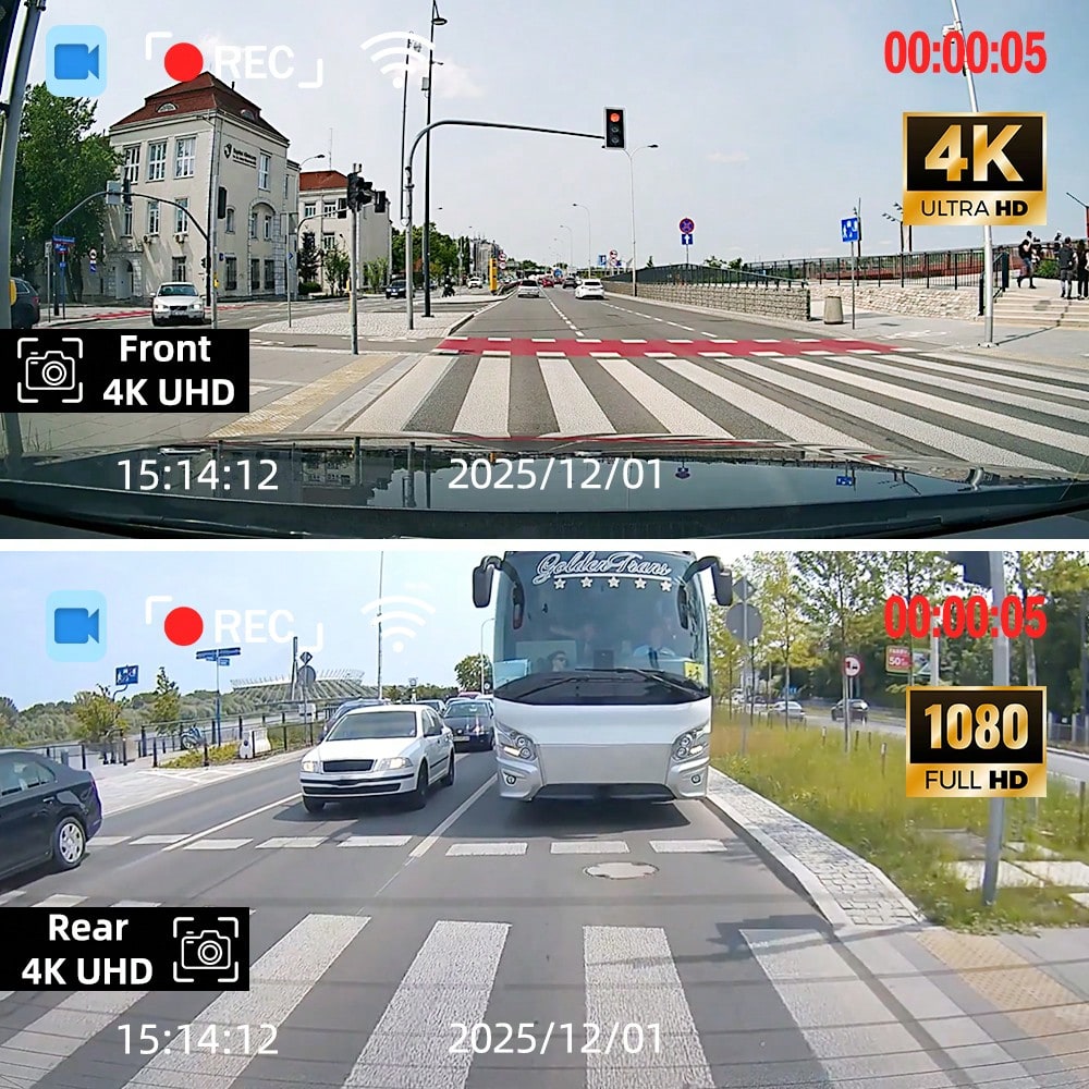 4K Dash Cam Front And Rear With 32GB Card, Built-In 5G WiFi, Dash Camera For Cars 4K Front And 1080P Rear, Dashcams For Cars Loop Recording, Gravity Sensor, 24-Hours Parking Mode