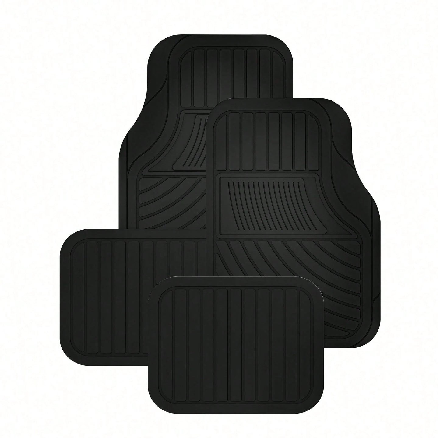 4PC Rubber Light Duty Floor Liner Cursor Black- Universal