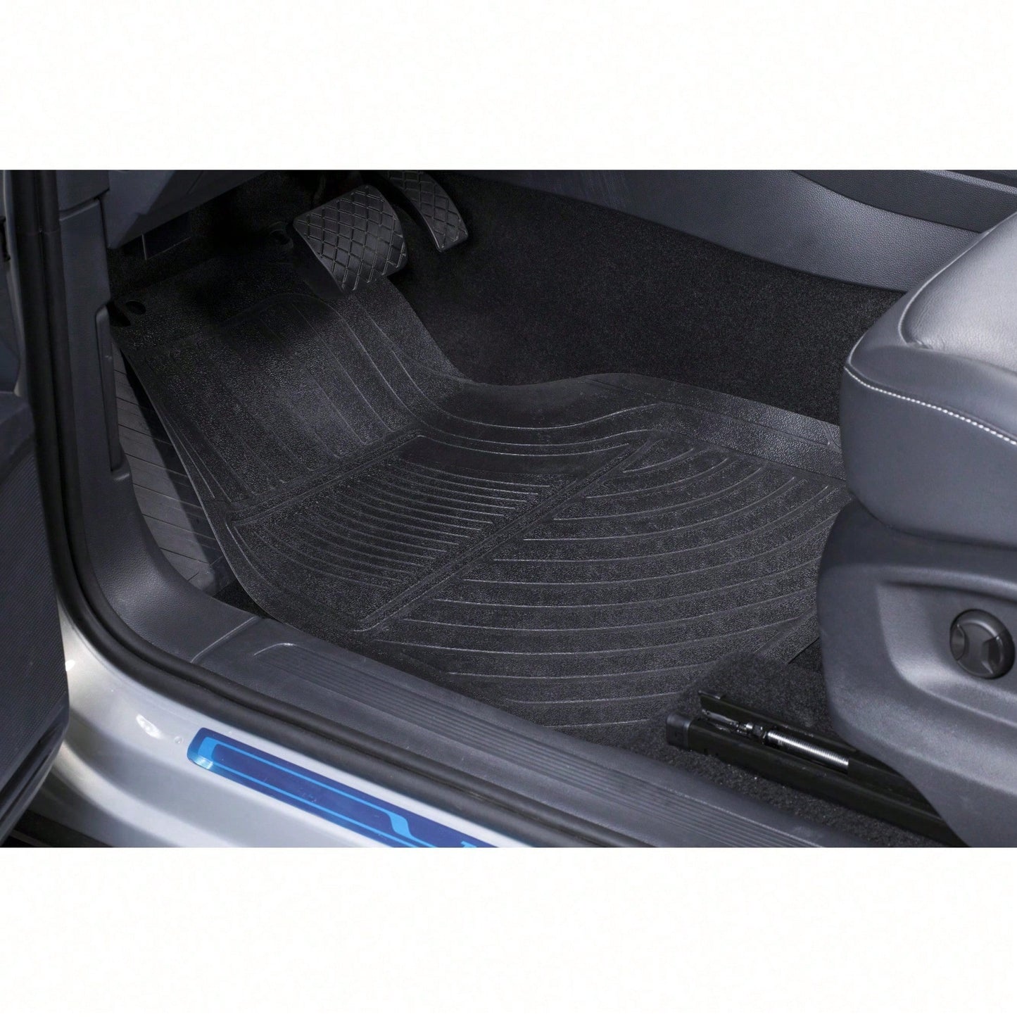4PC Rubber Light Duty Floor Liner Cursor Black- Universal