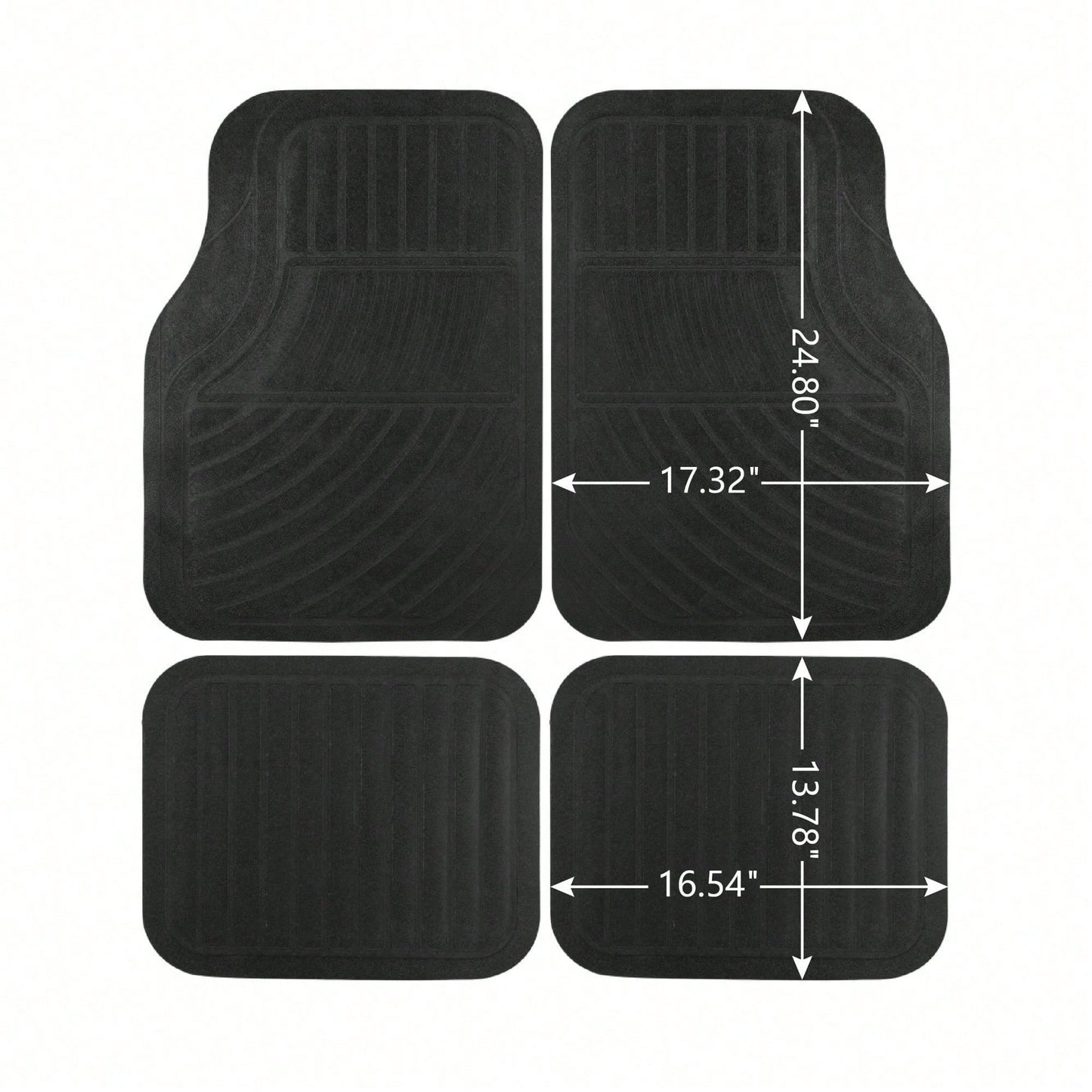 4PC Rubber Light Duty Floor Liner Cursor Black- Universal
