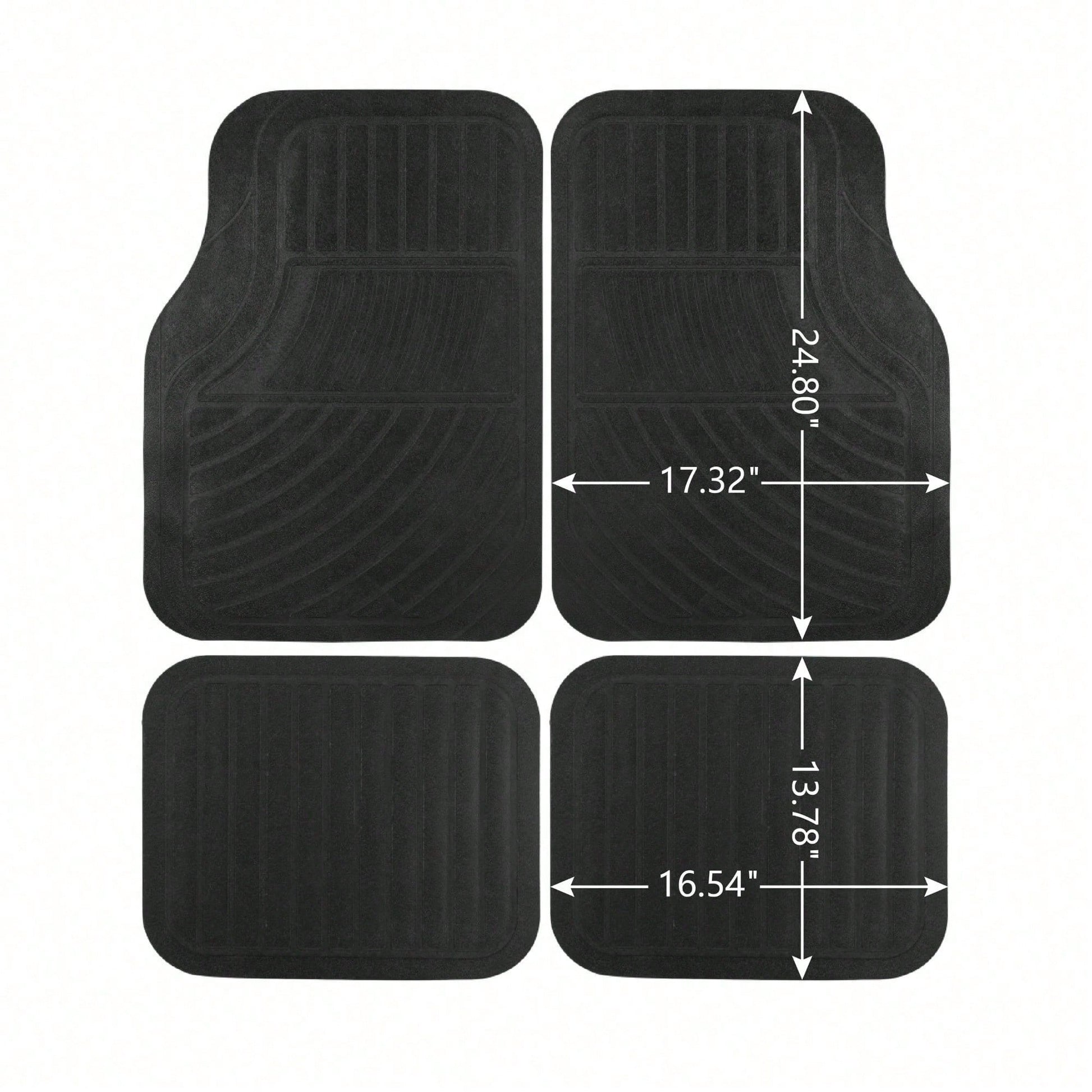 4PC Rubber Light Duty Floor Liner Cursor Black- Universal