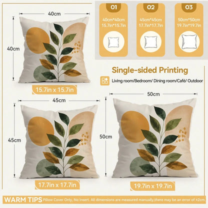 4pcs/1pc Abstract Geometric Plant Pattern Pillow Covers, Single-Sided Printed Pillow Covers, Suitable For Living Room, Bedroom, Home Decor, All-Season Pillow Covers