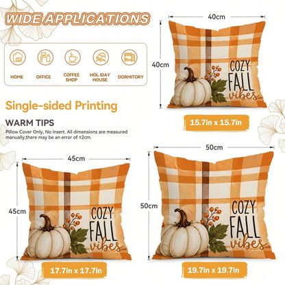 4pcs/1pc Polka Dot Plaid Pumpkin Season Pattern Pillow Case, Single-Sided Printed Pillow Case, Suitable For Living Room Bedroom Home Decor, All-Season Pillow Case