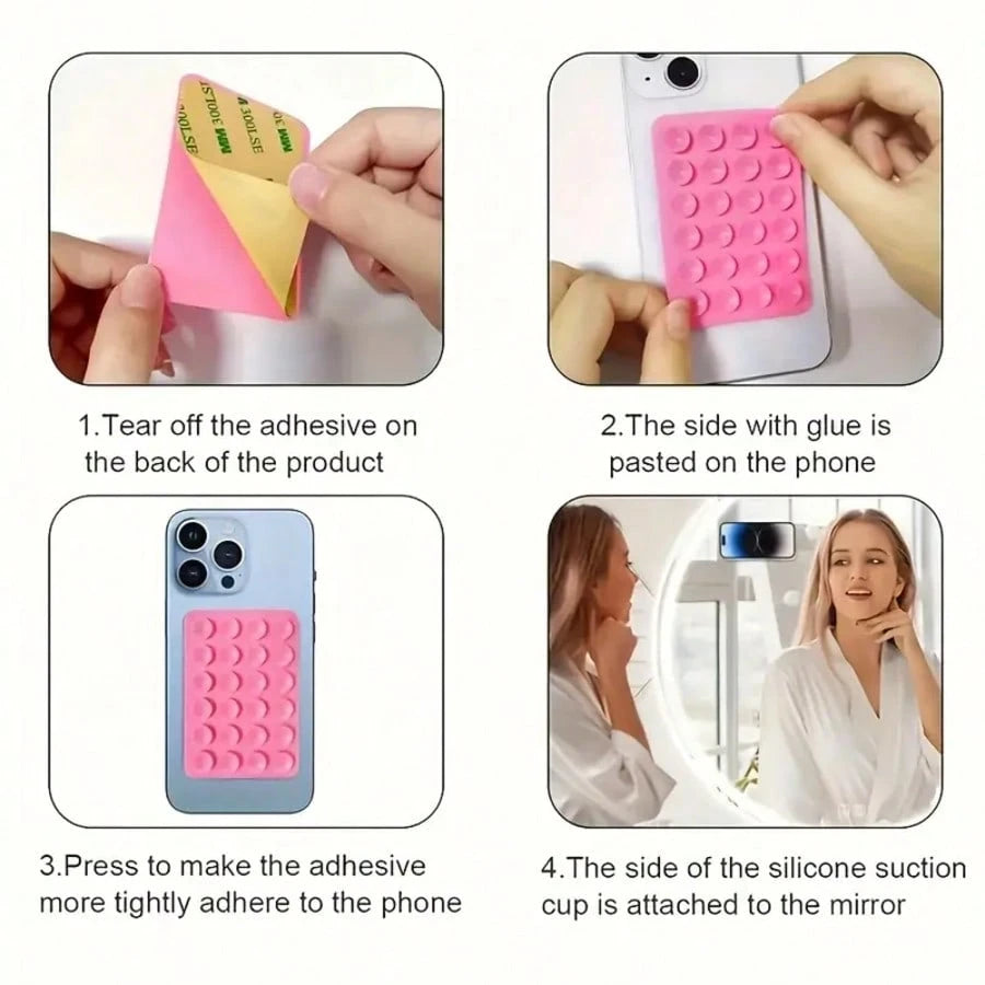4pcs/3pcs/2pcs/1pc Silicone Adhesive Phone Grip, Compatible With All Phone Models Suction Cup Phone Case Holder, Hands-Free Adhesive Phone Grip, Selfie And Video Phone Finger Mirror Stand