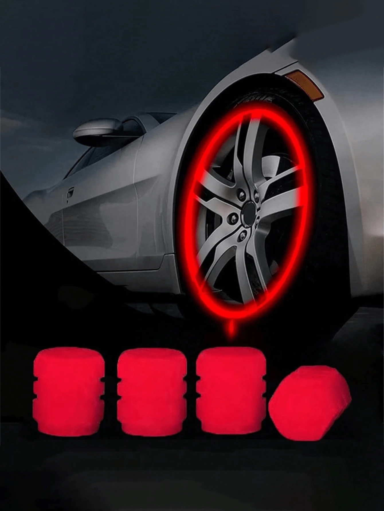 4pcs/8pcs Glow In The Dark Valve Caps, Valve Caps, Universal Fluorescent Tire Valve,Daytime Light Absorption, Long Light Effect Time. The Car's Luminous Valve Is Green, Pink, Blue, Yellow. The Car Tir