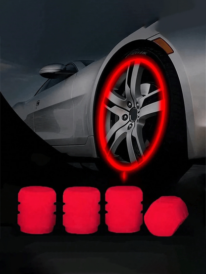 4pcs/8pcs Glow In The Dark Valve Caps, Valve Caps, Universal Fluorescent Tire Valve,Daytime Light Absorption, Long Light Effect Time. The Car's Luminous Valve Is Green, Pink, Blue, Yellow. The Car Tir