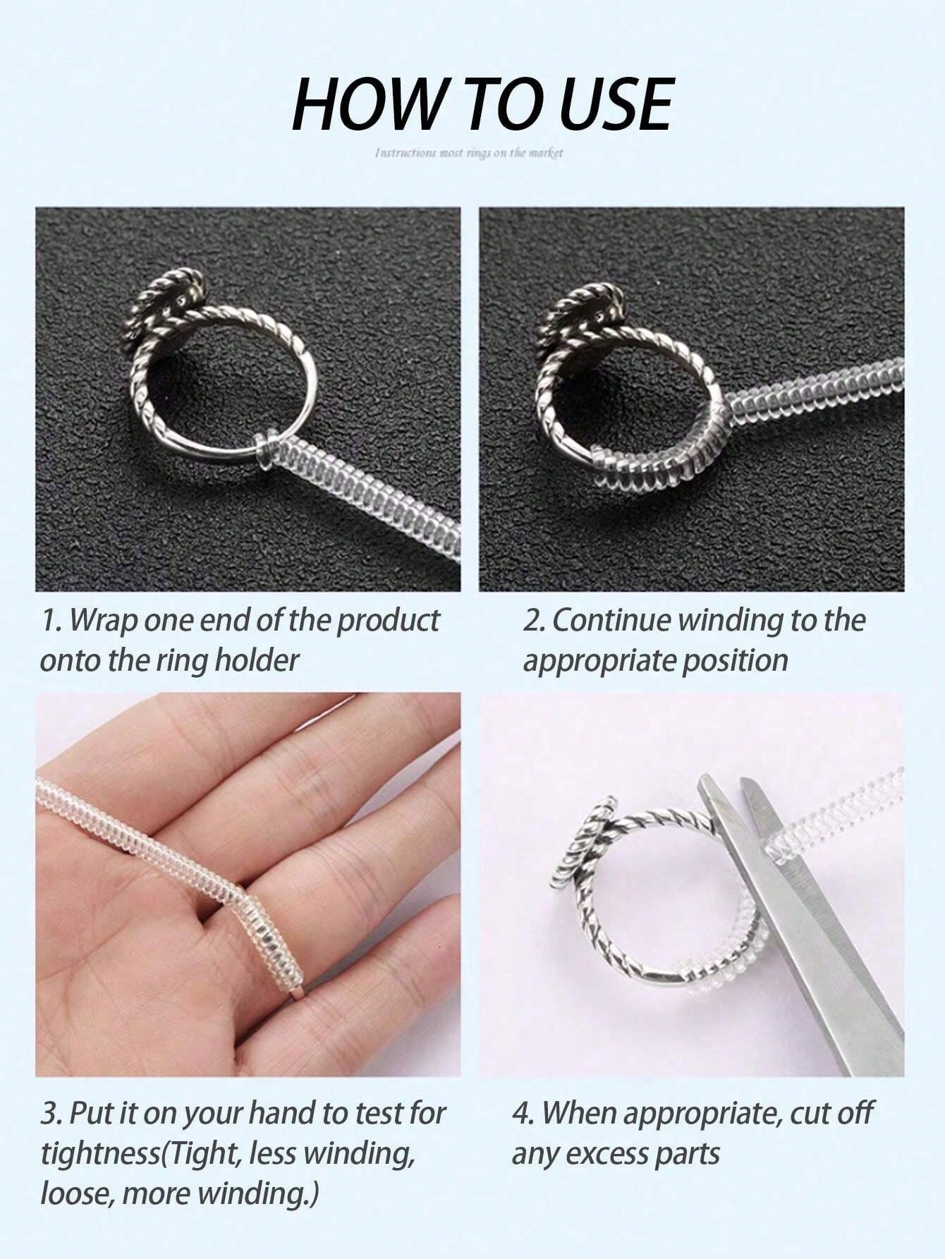 4pcs/8pcs/Set Transparent Ring Sizer Adjuster, Invisible Coil Wrap Resizable Rings, Multiple Combinations Available