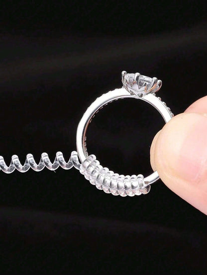 4pcs/8pcs/Set Transparent Ring Sizer Adjuster, Invisible Coil Wrap Resizable Rings, Multiple Combinations Available