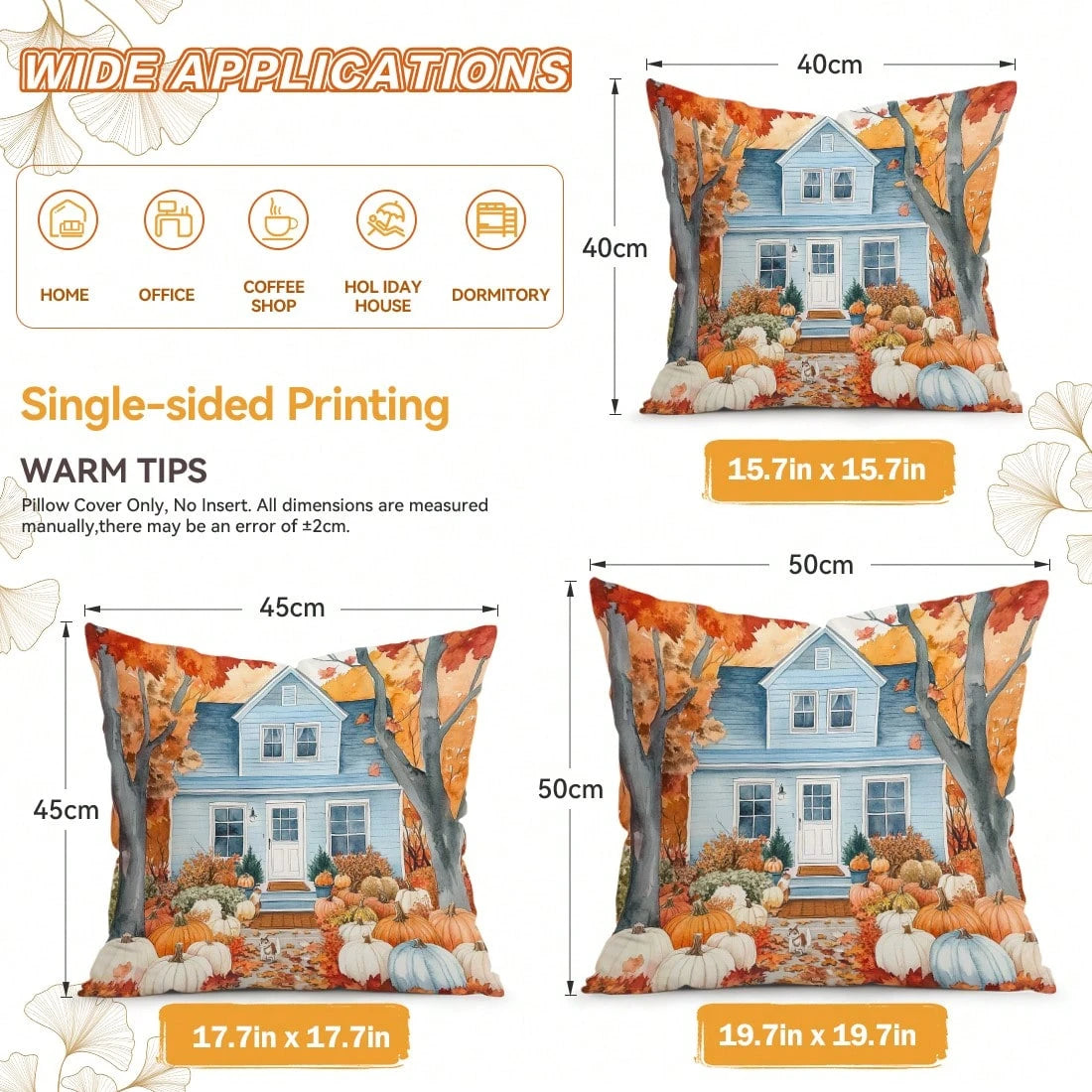 4pcs Autumn Landscape Watercolor Pattern Single-Sided Printed Pillow Covers/Cushion Covers, Multi-Scene Atmosphere Decorative Pillow Covers Suitable For Living Room Sofa Bedroom, Without Pillow Insert