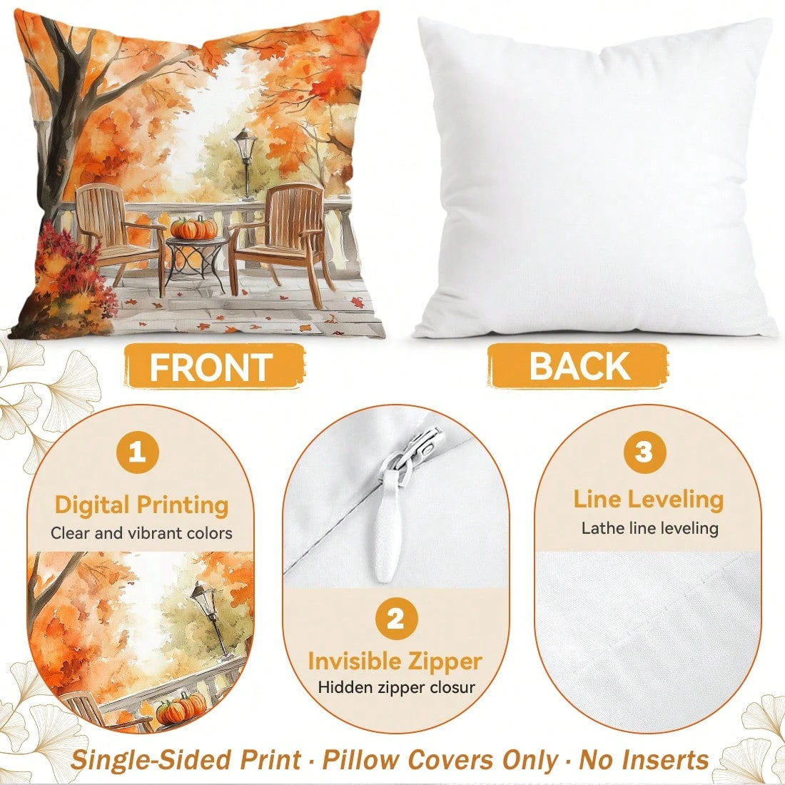 4pcs Autumn Landscape Watercolor Pattern Single-Sided Printed Pillow Covers/Cushion Covers, Multi-Scene Atmosphere Decorative Pillow Covers Suitable For Living Room Sofa Bedroom, Without Pillow Insert