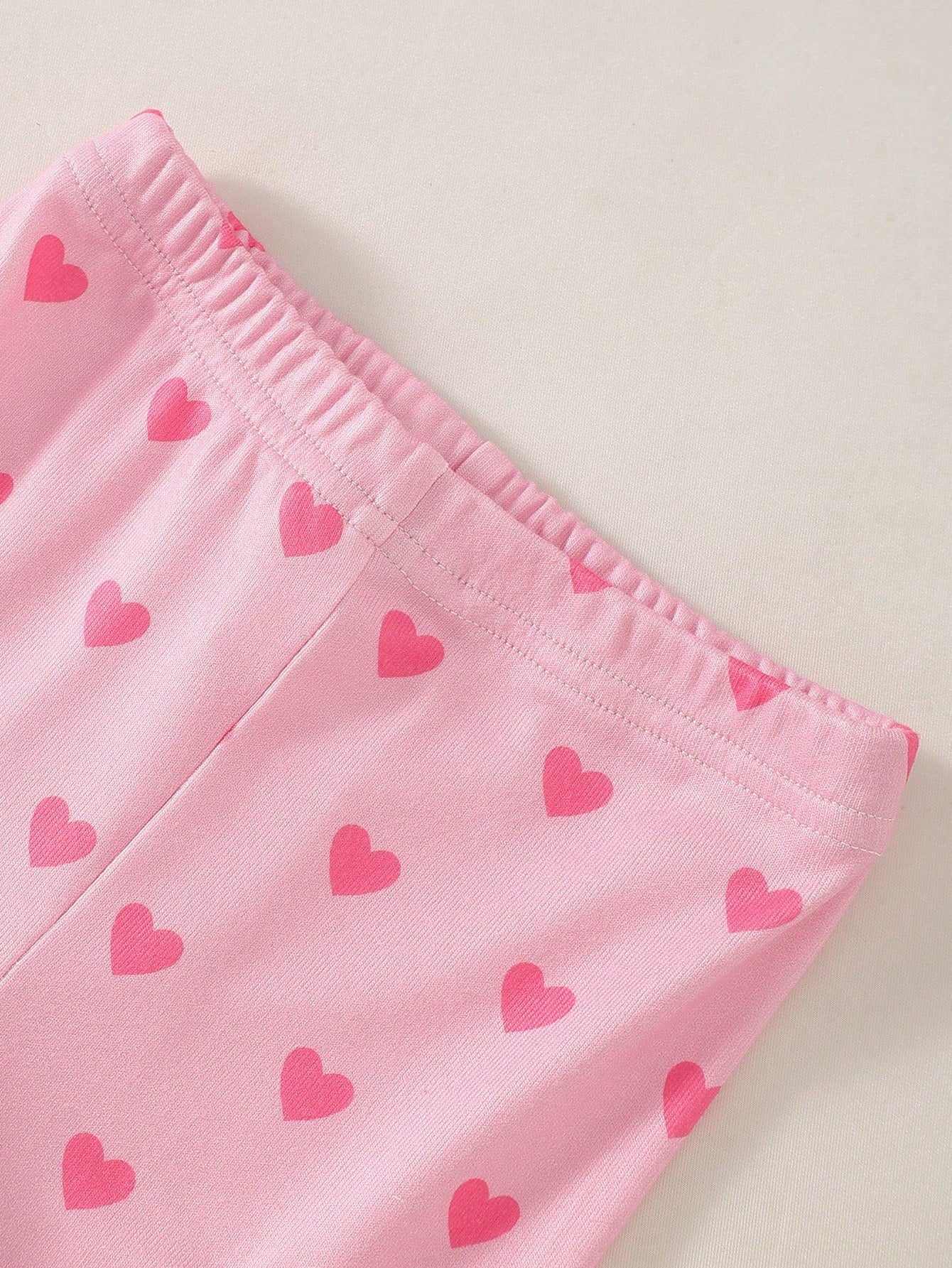 4pcs Baby Girl Sweet Cute Elegant Casual Daily Comfortable Soft Skin-Friendly High Elasticity Tight Knit Fabric Pink Heart Rabbit Cartoon Print Camisole Top And Shorts Pajama Set Loungewear