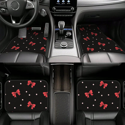 4pcs Bow Car Floor Mats, All-Weather Car Floor Mats. Daily Commute. All-Season Universal. Decorative And Beautiful Car Accessories, Universal For Sedan/SUV. Car Interior Protection Pads, Adding Protec