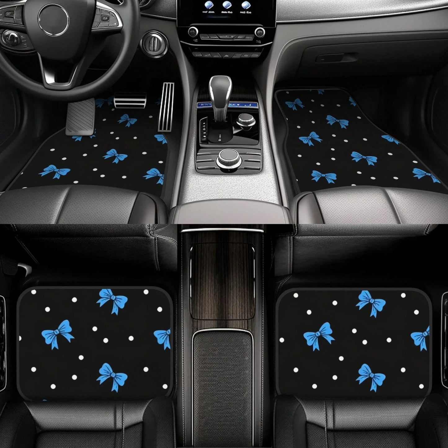 4pcs Bow Car Floor Mats, All-Weather Car Floor Mats. Daily Commute. All-Season Universal. Decorative And Beautiful Car Accessories, Universal For Sedan/SUV. Car Interior Protection Pads, Adding Protec