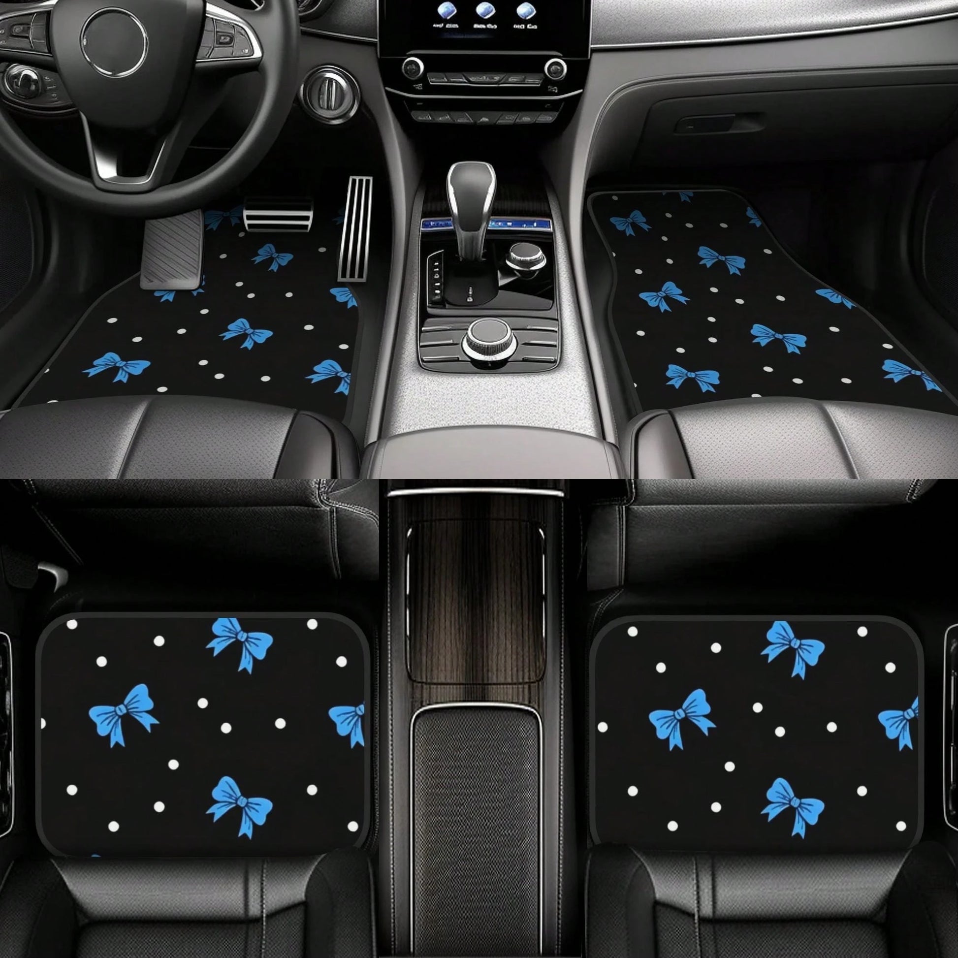 4pcs Bow Car Floor Mats, All-Weather Car Floor Mats. Daily Commute. All-Season Universal. Decorative And Beautiful Car Accessories, Universal For Sedan/SUV. Car Interior Protection Pads, Adding Protec